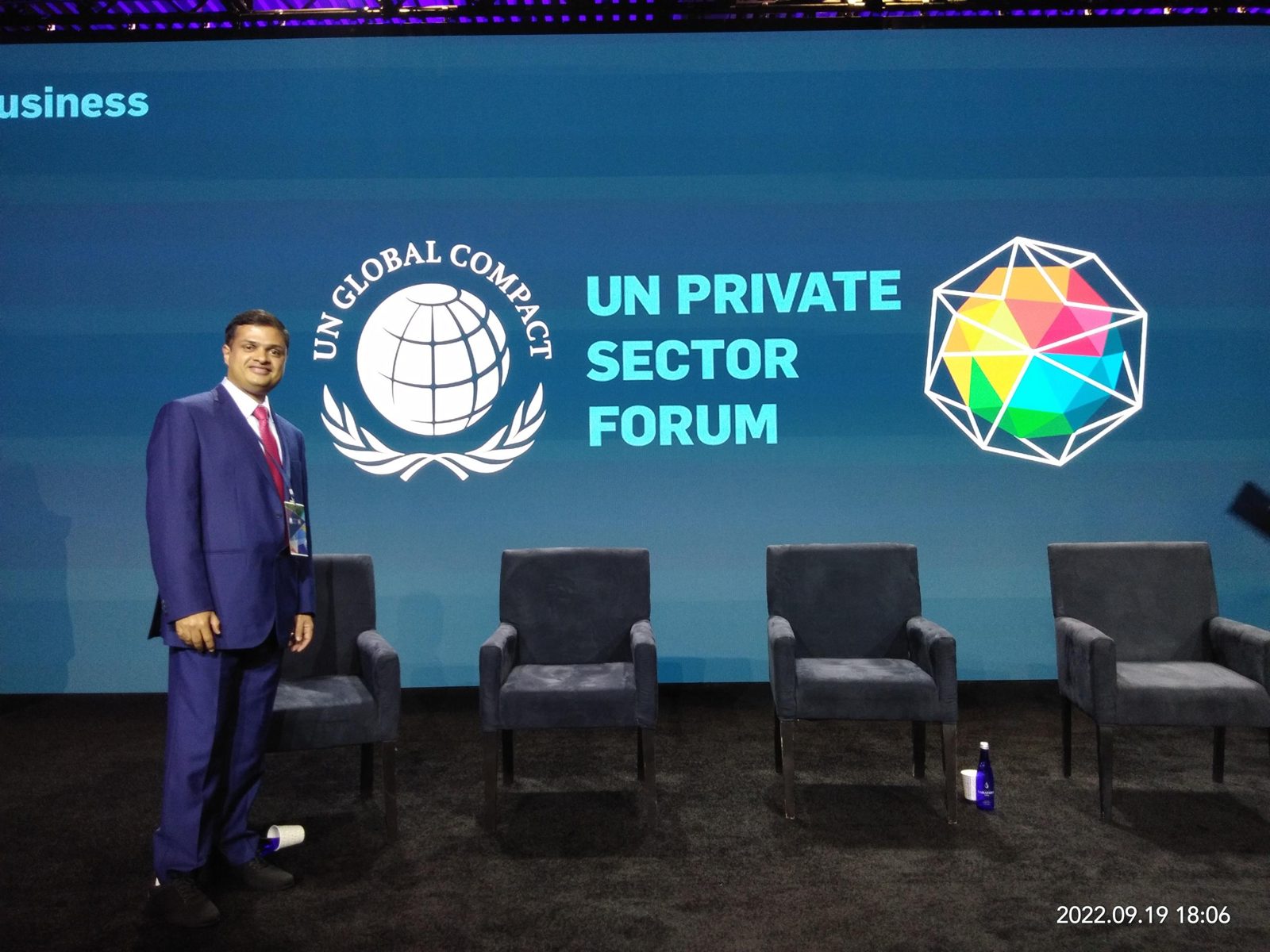 On stage at the UN Private Sector Forum — New York, September 2022